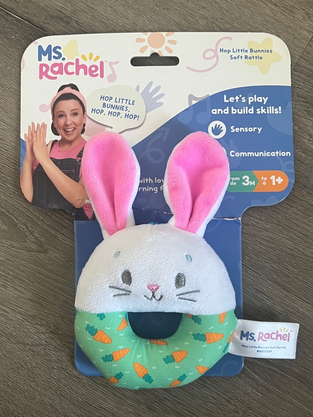 NEW Ms. Rachel's Hop Little Bunnies Soft Rattle Infant Baby Sensory Toy 3-12mos